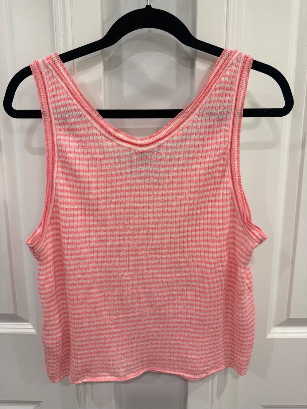 J. Crew Pink and White Striped Ribbed Scoop Tank - Picture 3 of 4